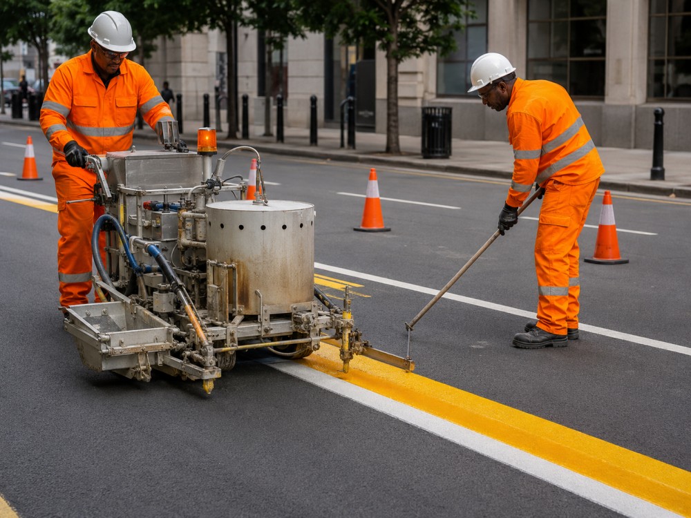 Reflective road marking paint